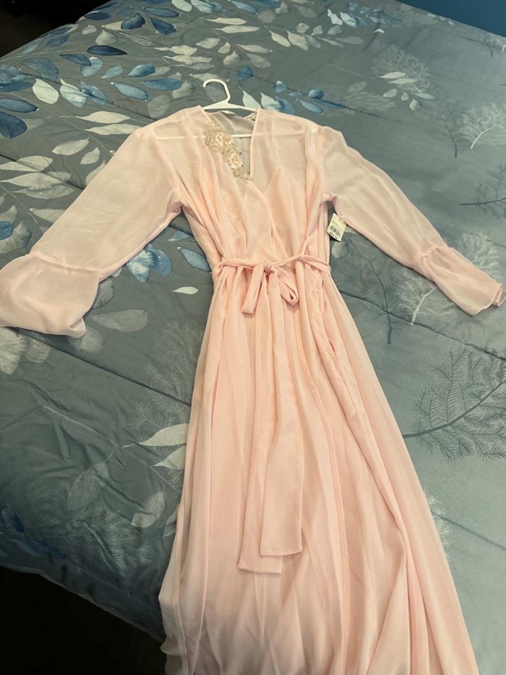 NWTS Delicates Brand Peignoir Light Pink Sheer Nightgown & Robe Set Sz L - Picture 15 of 16